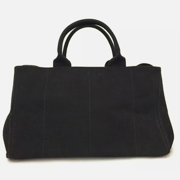 PRADA BLACK/BROWN CANAPA HAND TOTE BAG/2921 - Picture 11 of 13